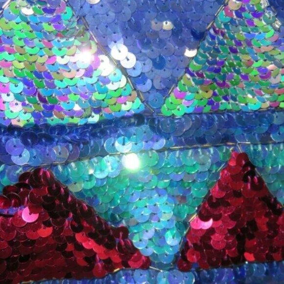 A.J. Bari 100% Silk Shimmer Sequin Long Sleeve Evening Wear Top size 8 M Vintage - Picture 5 of 11